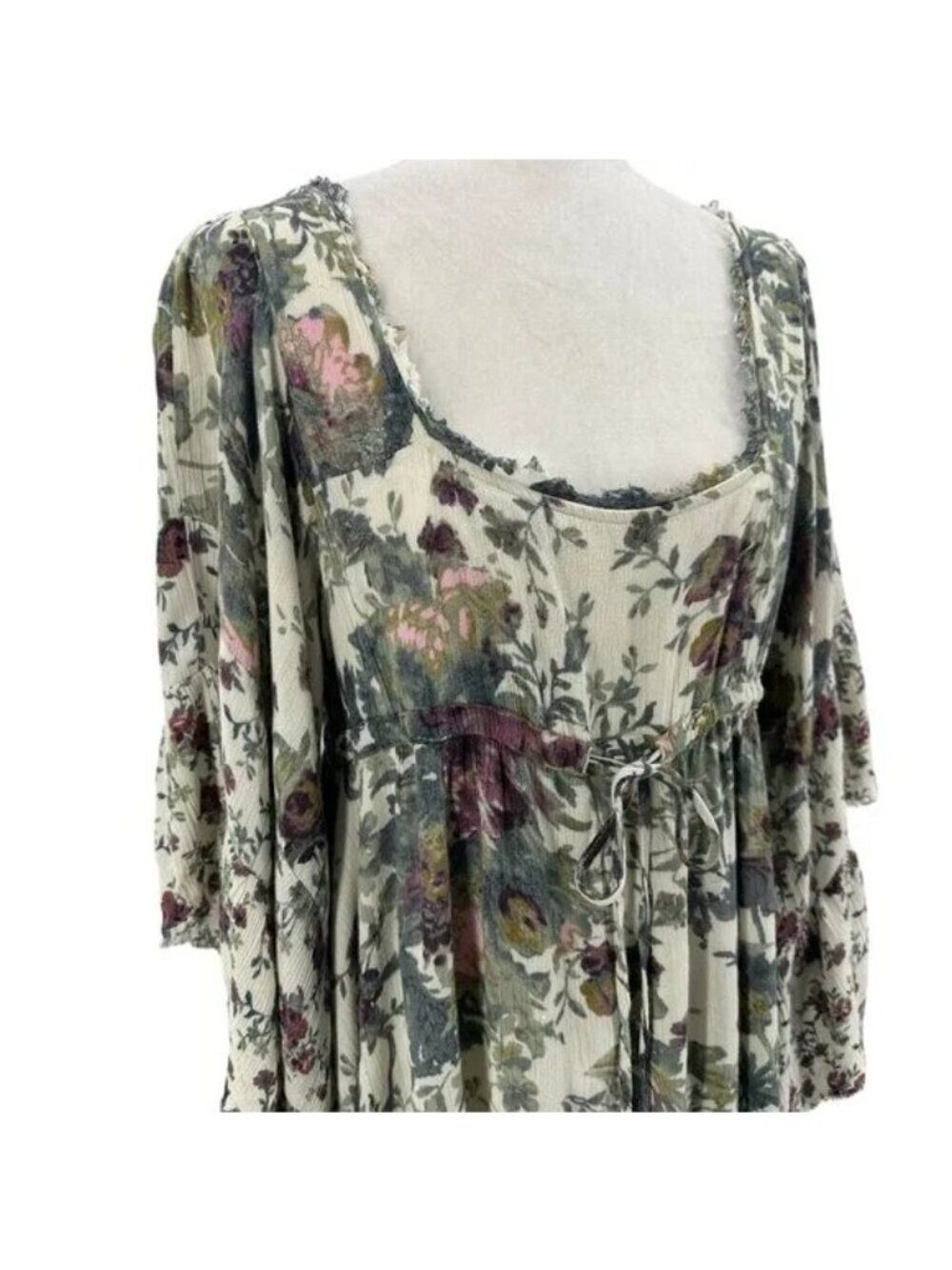 Free People Heart of Gold Ivory Floral Babydoll Mini Dress - Picture 5 of 8